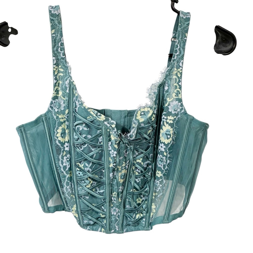 Victoria Secret Dream Angels Corset Women's Bra Top Unlined Blue XL NEW